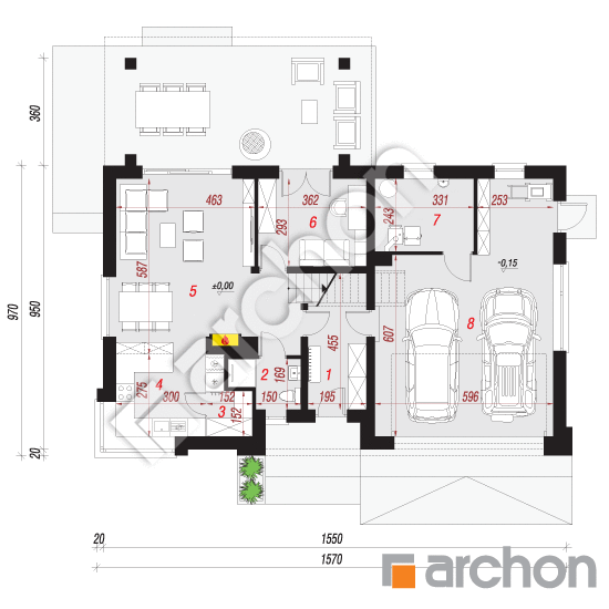 gotowy projekt Dom w goździkowcach 4 (G2) rzut parteru