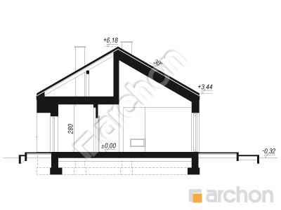 gotowy projekt Dom w połonicznikach (E) przekroj budynku
