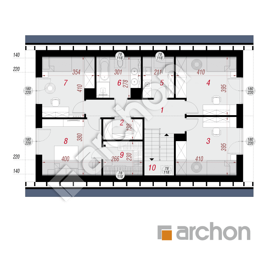 gotowy projekt Dom w malinówkach 56 (G) rzut poddasza