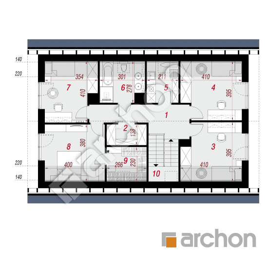 gotowy projekt Dom w malinówkach 56 (G) rzut poddasza