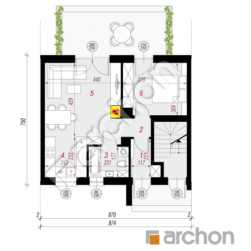 gotowy projekt Dom w halezjach 3 (R2S) rzut parteru
