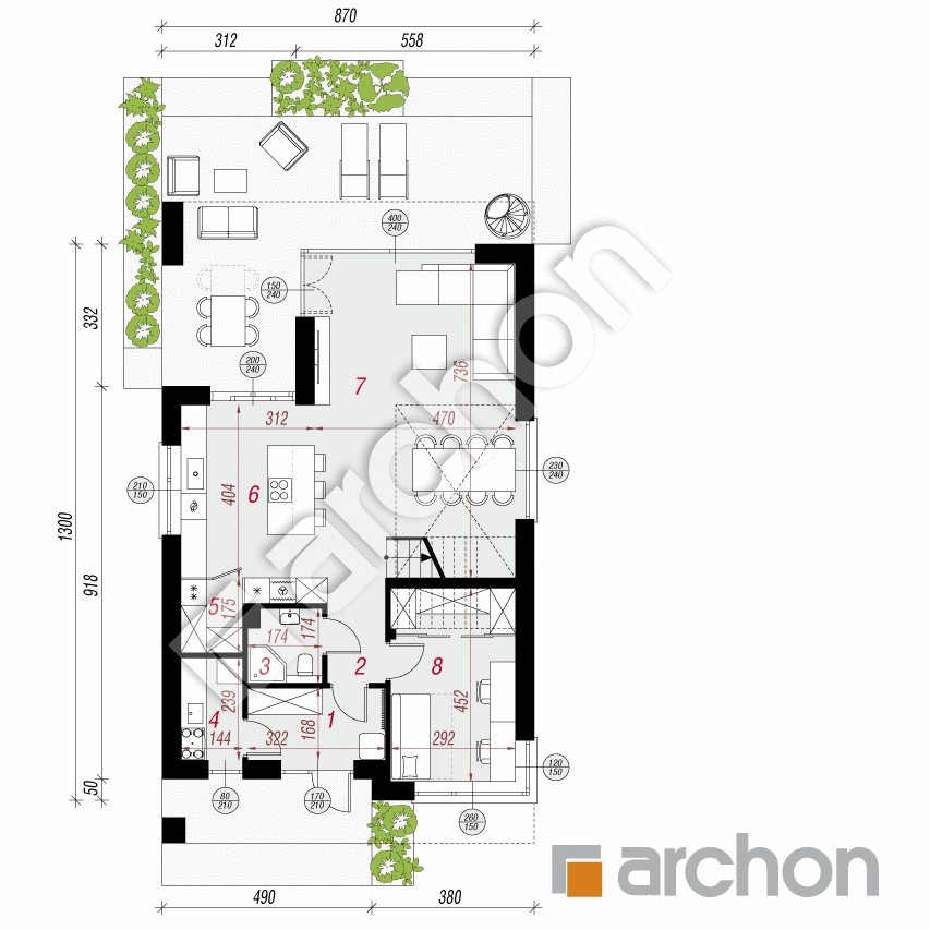 gotowy projekt Dom w wiesiołkach 3 (E) rzut parteru