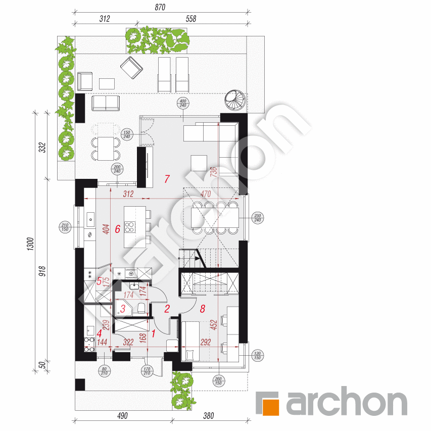 gotowy projekt Dom w wiesiołkach 3 (E) rzut parteru