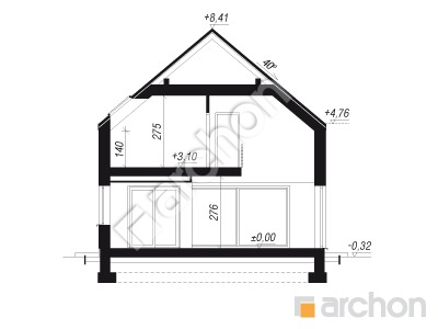 gotowy projekt Dom w wiesiołkach 3 (E) przekroj budynku