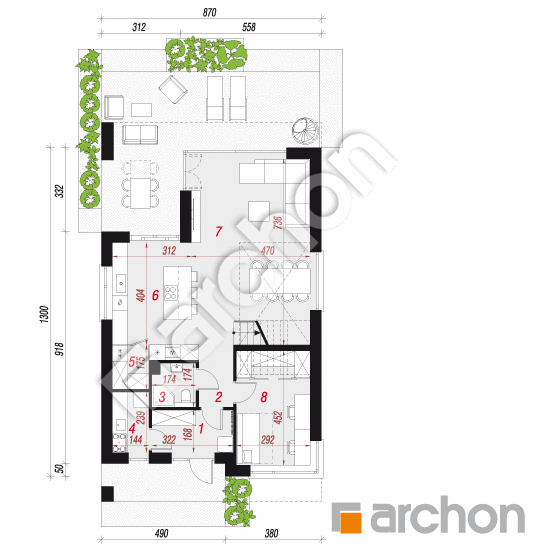 gotowy projekt Dom w wiesiołkach 3 (E) rzut parteru