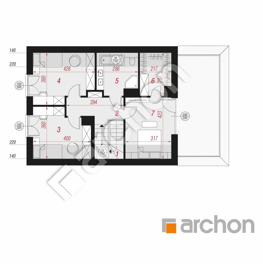 gotowy projekt Dom w krotonach 4 (G) rzut poddasza