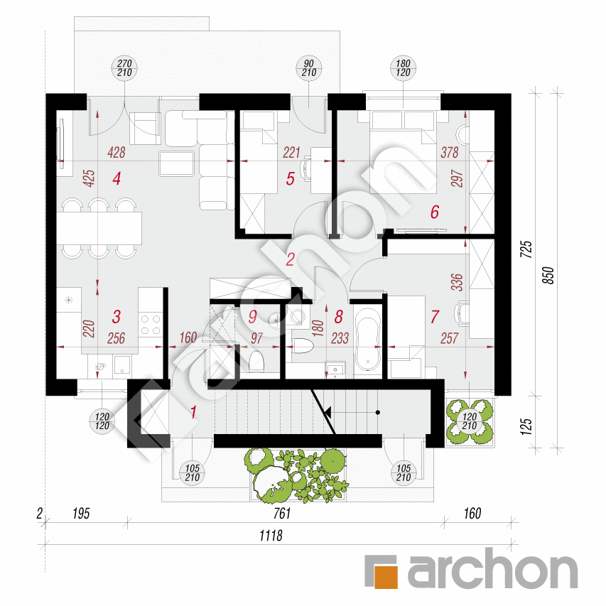gotowy projekt Dom w tawlinach (R2B) rzut parteru