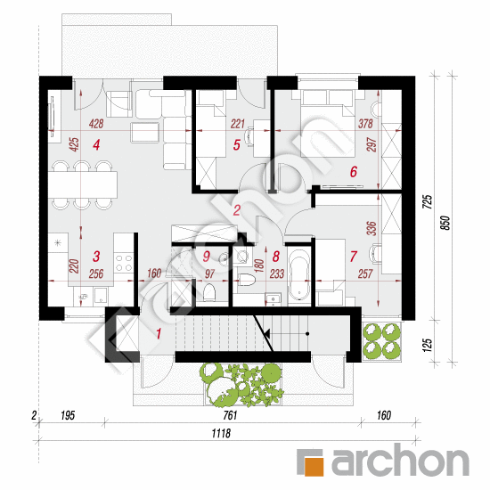 gotowy projekt Dom w tawlinach (R2B) rzut parteru