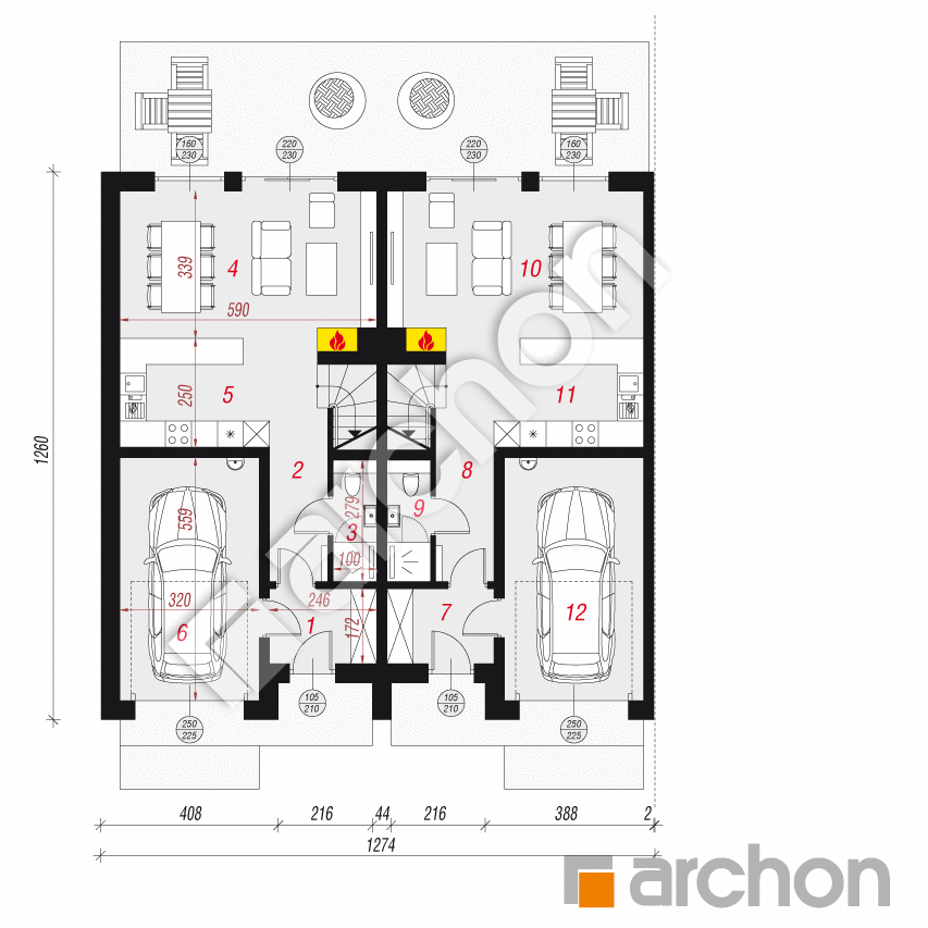 gotowy projekt Dom pod miłorzębem 15 (GR2B) rzut parteru