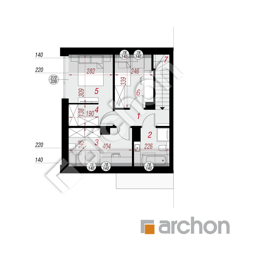 gotowy projekt Dom w modrakach 5 (B) rzut poddasza