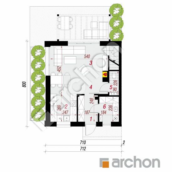 gotowy projekt Dom w modrakach 5 (B) rzut parteru