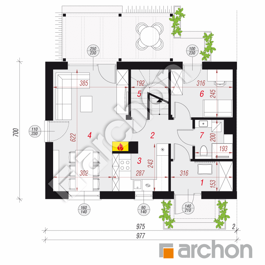 gotowy projekt Dom w everniach 3 (B) rzut parteru