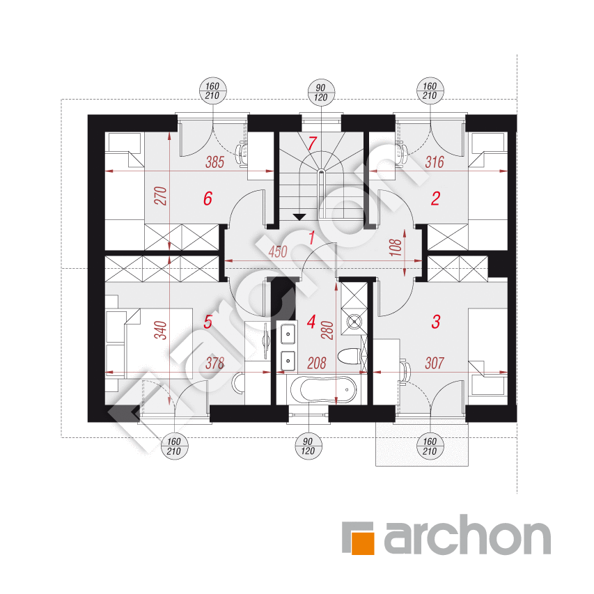 gotowy projekt Dom w everniach 3 (B) rzut poddasza