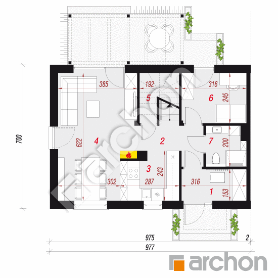 gotowy projekt Dom w everniach 3 (B) rzut parteru