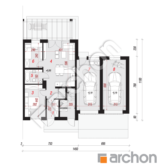 gotowy projekt Dom w bratkach 15 (R2B) rzut parteru