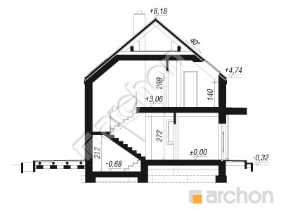gotowy projekt Dom w trzcinnikach 5 (GE) przekroj budynku