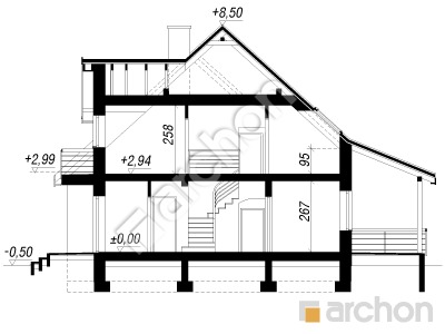 gotowy projekt Dom w tamaryszkach 4 (N) przekroj budynku