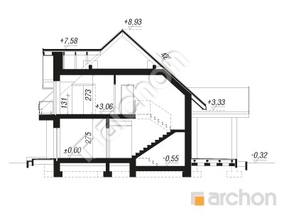 gotowy projekt Dom w lucernie 14 (E) przekroj budynku