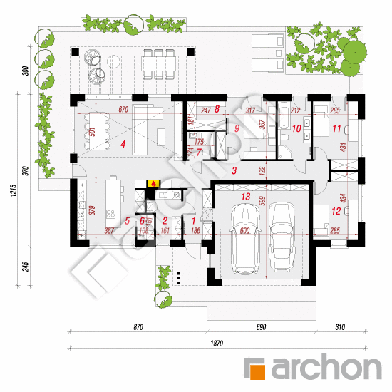 gotowy projekt Dom w stellach (G2) rzut parteru