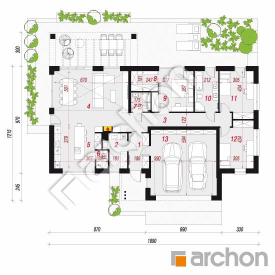 gotowy projekt Dom w stellach (G2) rzut parteru