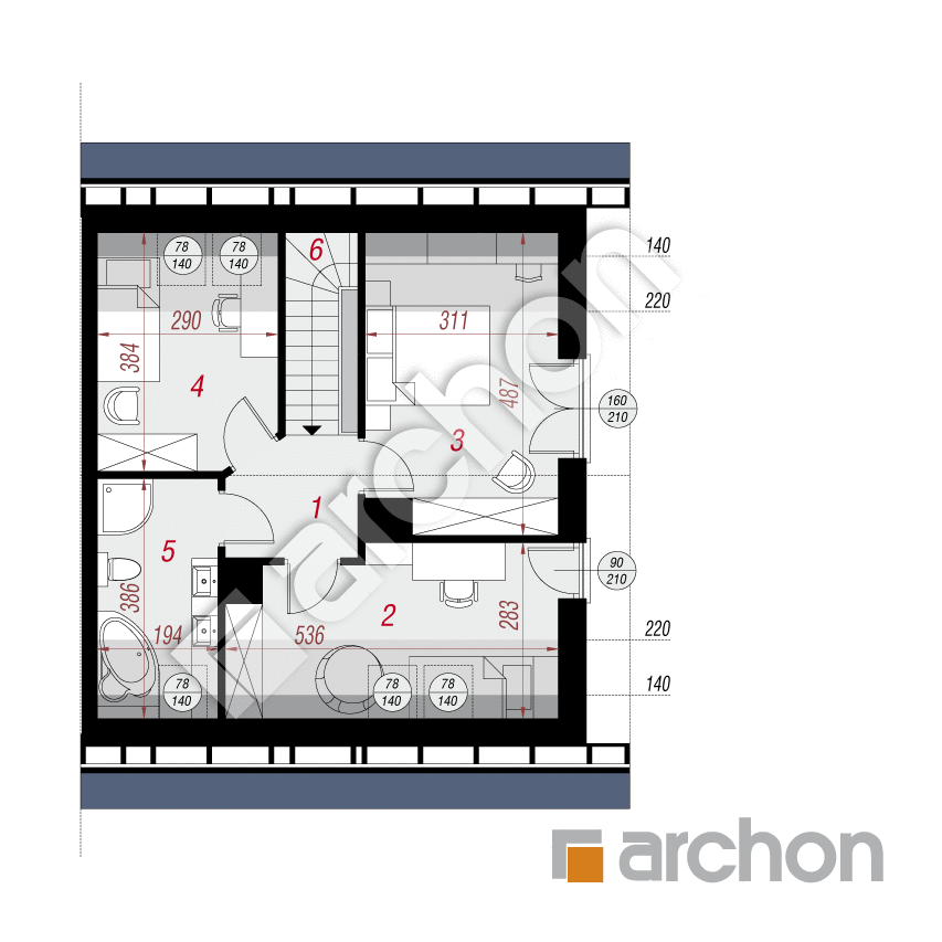 gotowy projekt Dom w poziomkach 2 rzut poddasza