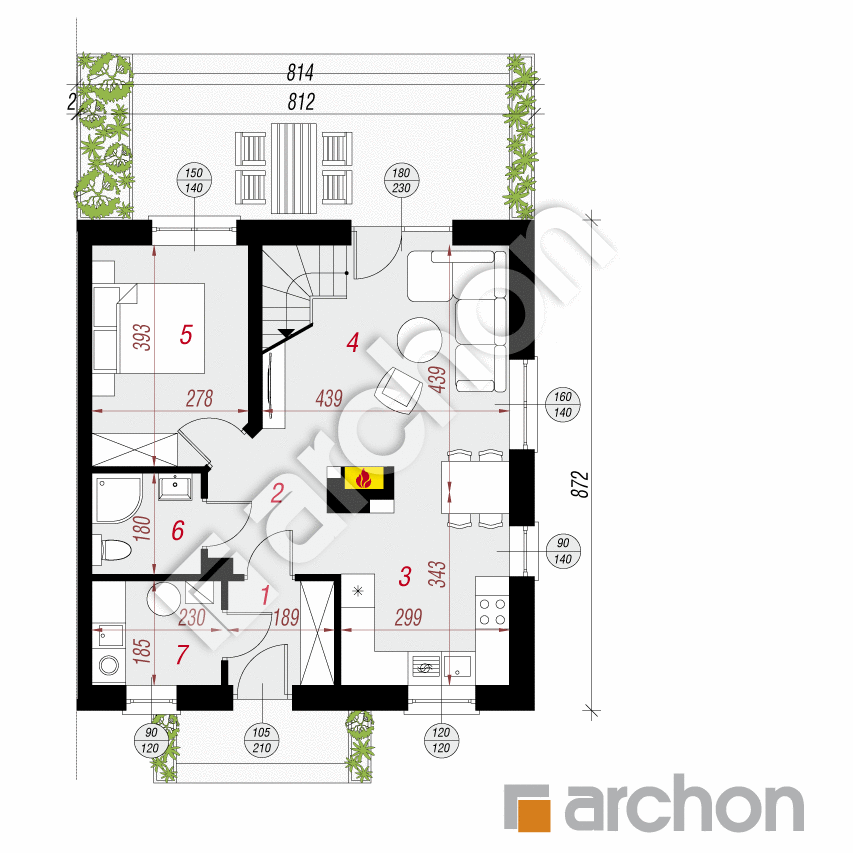 gotowy projekt Dom w poziomkach 2 rzut parteru
