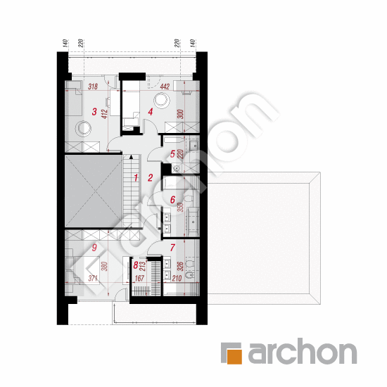 gotowy projekt Dom w jaskrzynach (G2E) OZE rzut poddasza