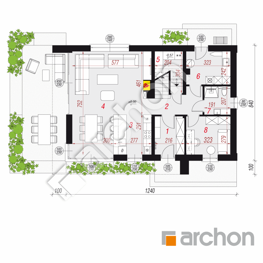 gotowy projekt Dom w szyszkowcach 8 rzut parteru