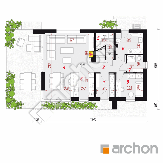 gotowy projekt Dom w szyszkowcach 8 rzut parteru
