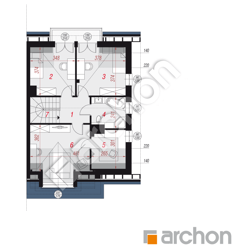 gotowy projekt Dom w klematisach 17 (B) rzut poddasza