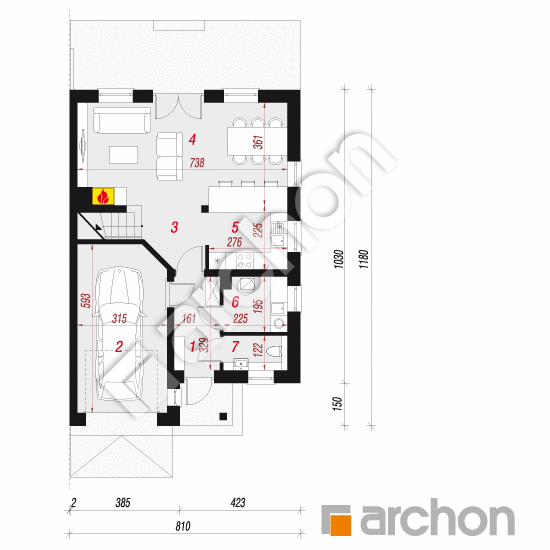 gotowy projekt Dom w klematisach 17 (B) rzut parteru