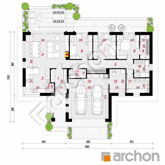 gotowy projekt Dom we frizeach 2 (G2AE) rzut parteru