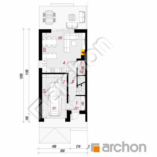 gotowy projekt Dom w riveach 28 (GB) rzut parteru