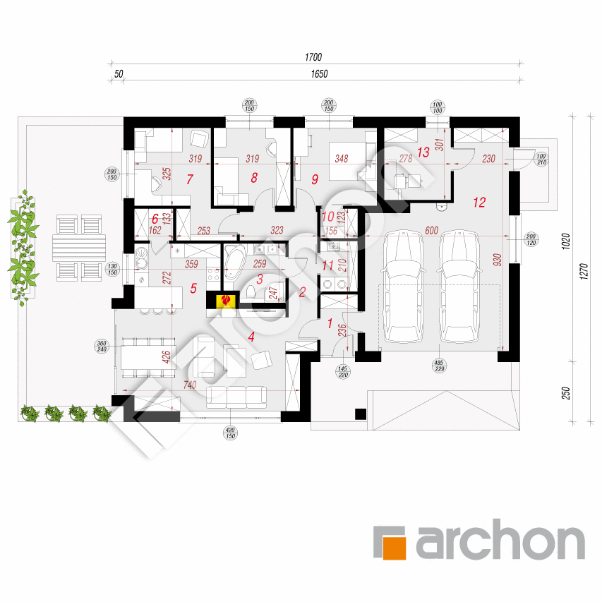 gotowy projekt Dom w lilakach 2 (G2) rzut parteru