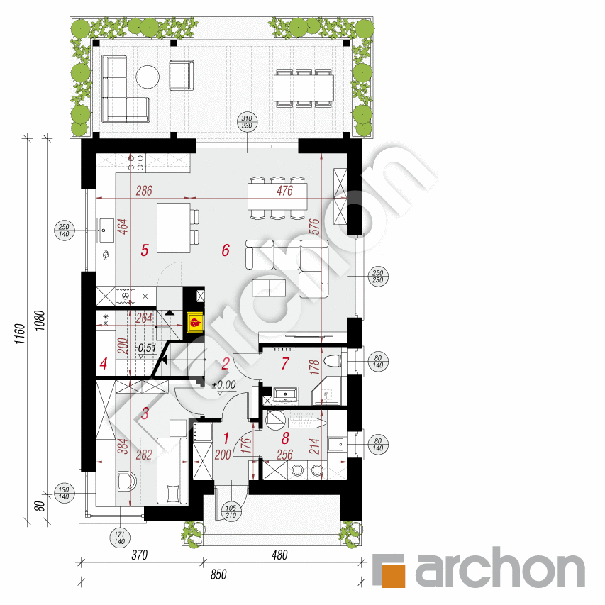 gotowy projekt Dom w malinówkach 55 rzut parteru