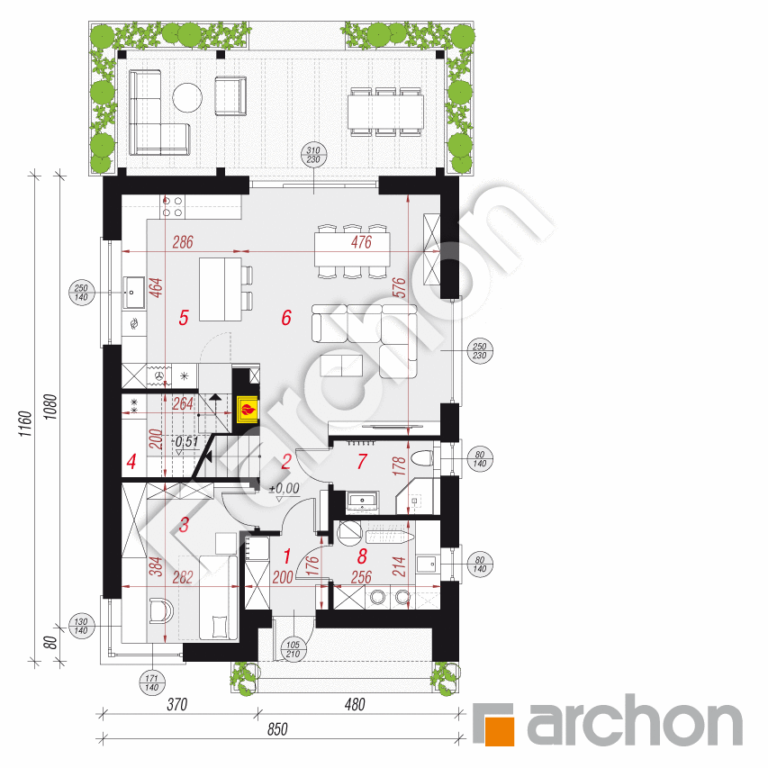 gotowy projekt Dom w malinówkach 55 rzut parteru