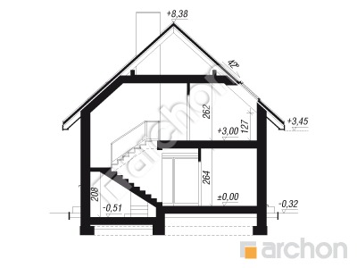 gotowy projekt Dom w malinówkach 55 przekroj budynku