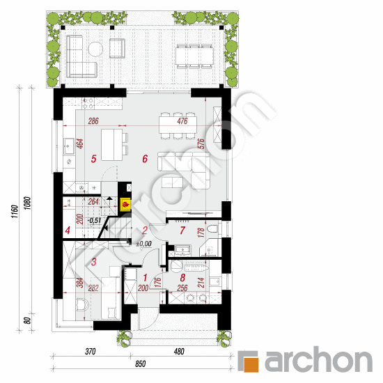 gotowy projekt Dom w malinówkach 55 rzut parteru