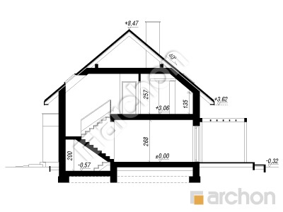 gotowy projekt Dom w ginko (GE) przekroj budynku