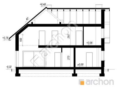 gotowy projekt Dom w amorfach 5 (GE) przekroj budynku