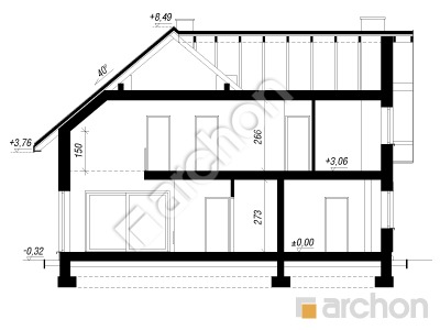 gotowy projekt Dom w amorfach 5 (GE) przekroj budynku