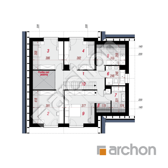 gotowy projekt Dom w amorfach 5 (GE) rzut poddasza