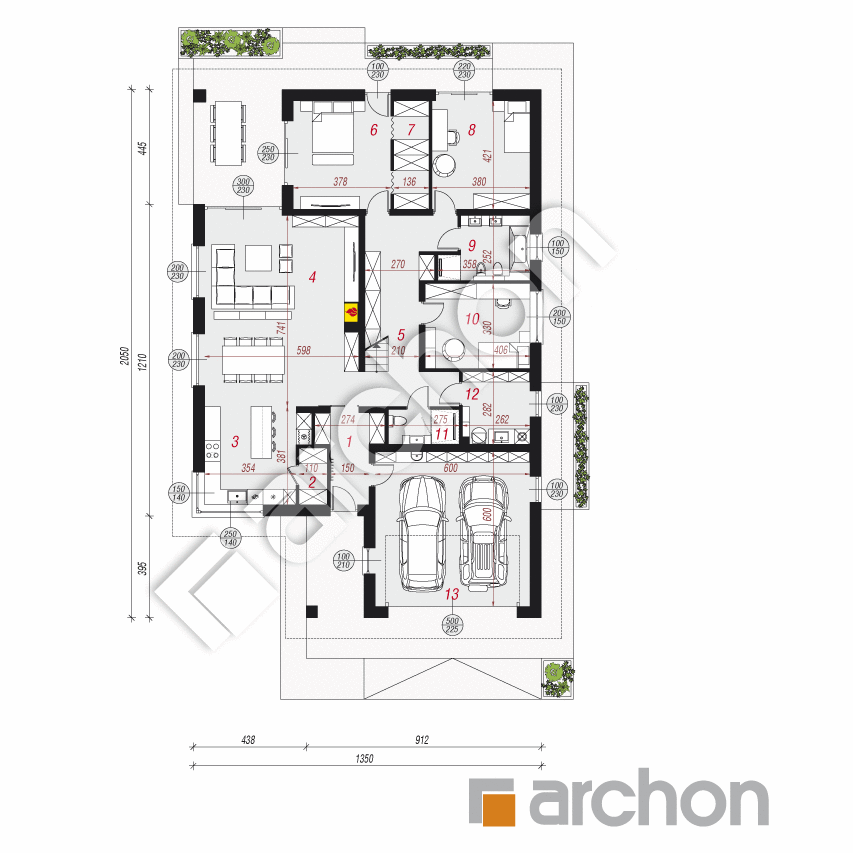 gotowy projekt Dom w renklodach 7 (G2) rzut parteru