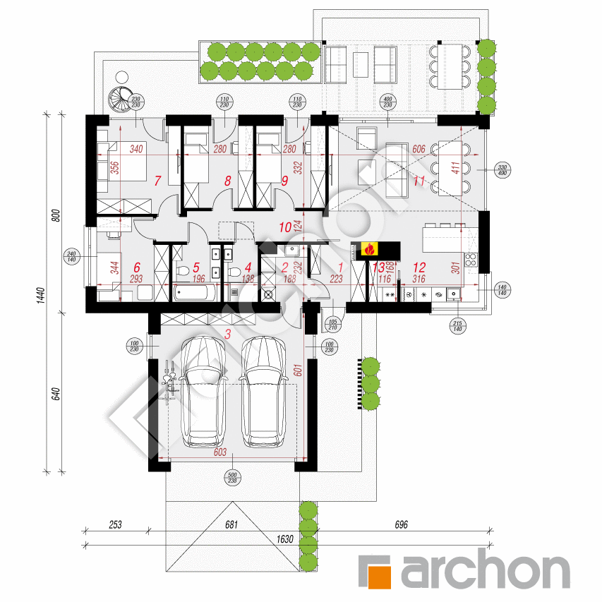 gotowy projekt Dom w kosaćcach 25 (G2A) rzut parteru