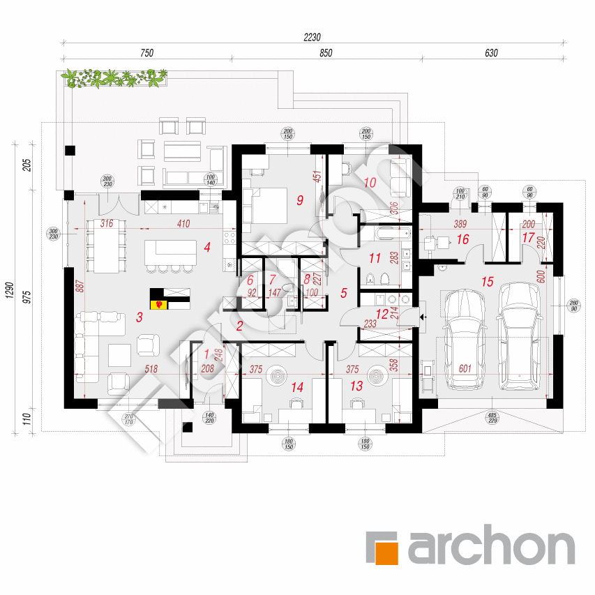 gotowy projekt Dom w alwach 2 (G2) rzut parteru