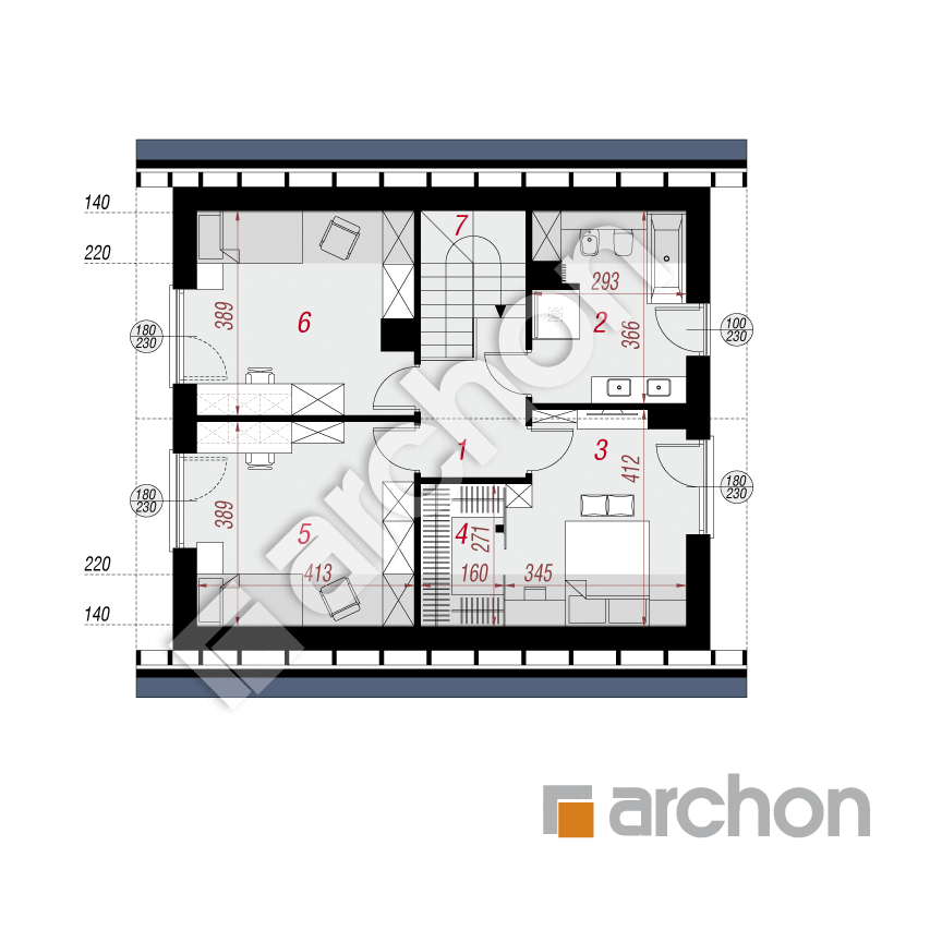gotowy projekt Dom w knieciach (E) rzut poddasza