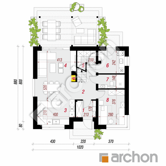 gotowy projekt Dom w knieciach (E) rzut parteru