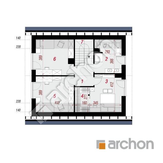 gotowy projekt Dom w knieciach (E) rzut poddasza