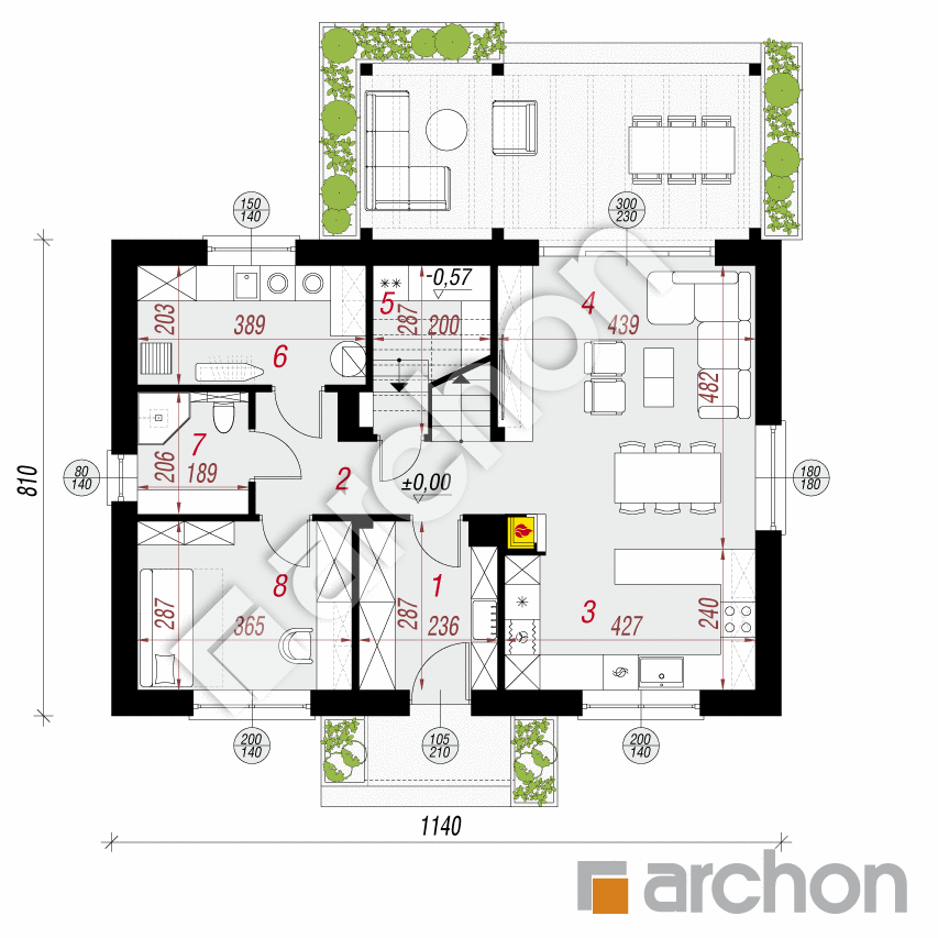 gotowy projekt Dom w zielistkach 35 rzut parteru