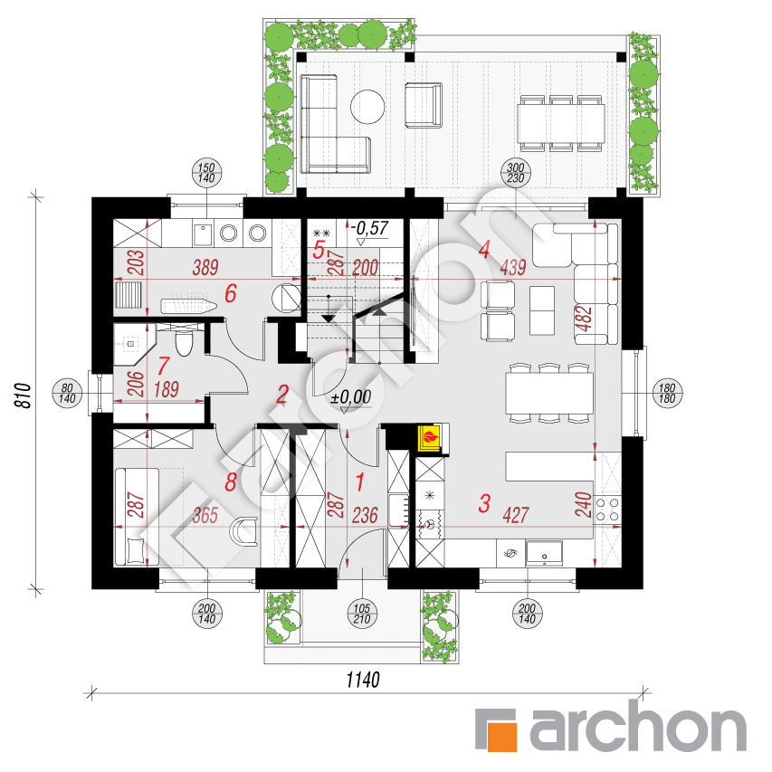 gotowy projekt Dom w zielistkach 35 rzut parteru